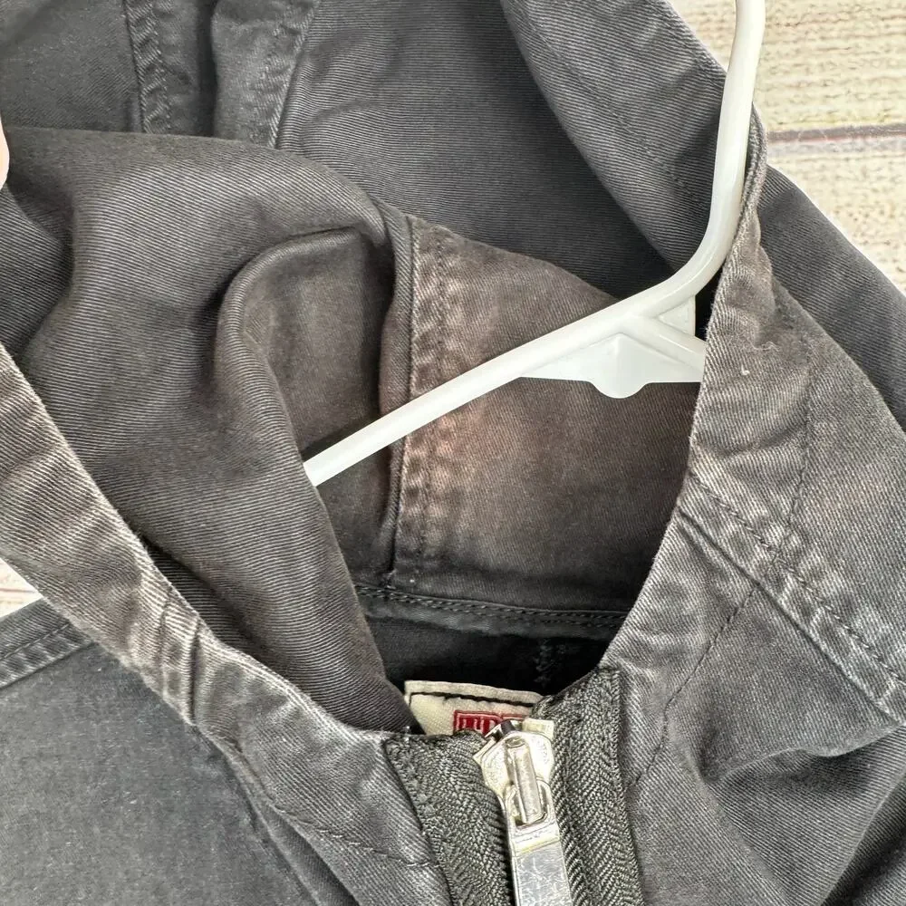 True Religion Canvas 1/2‎ Zip Hoodie Pullover Mens Medium Black Gray Fade